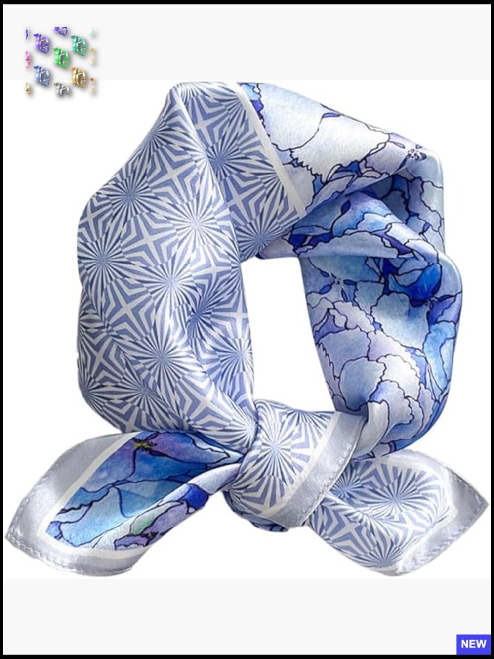 Lightweight 100% Mulberry Silk Floral Square Neck Scarf Wrap Breathable Chic